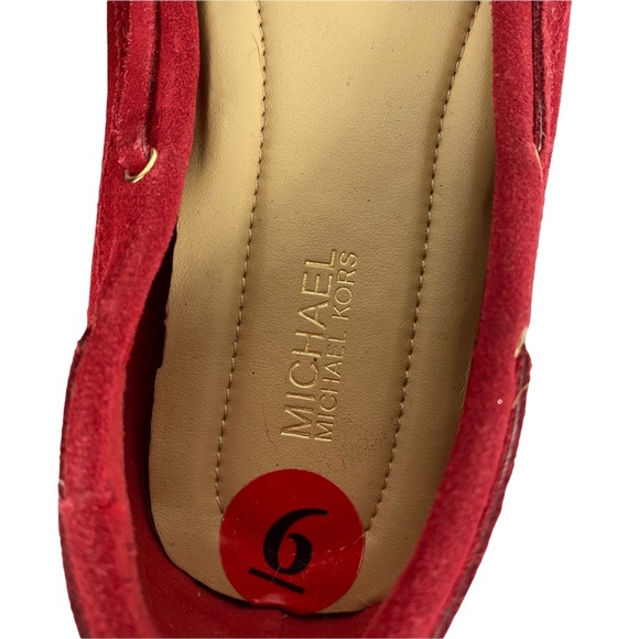 Michael Kors Moc Suede loafer flats size 6 red tassels gold hardware - Picture 4 of 7